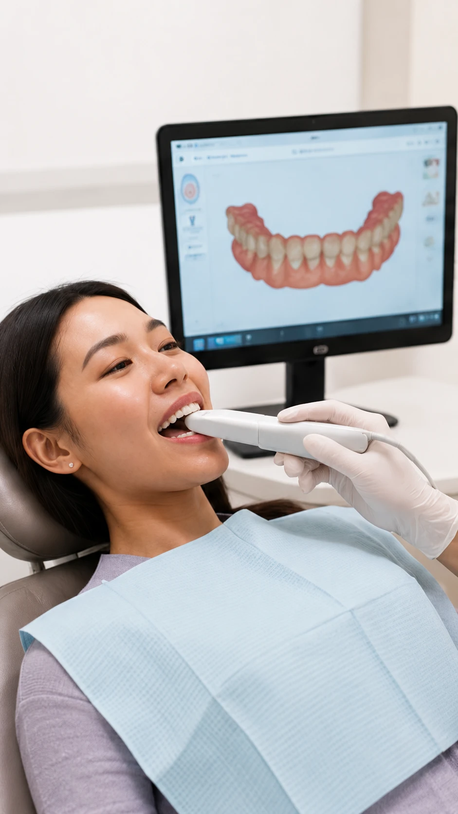 Intraoral scan being taken for clear aligner treatment
