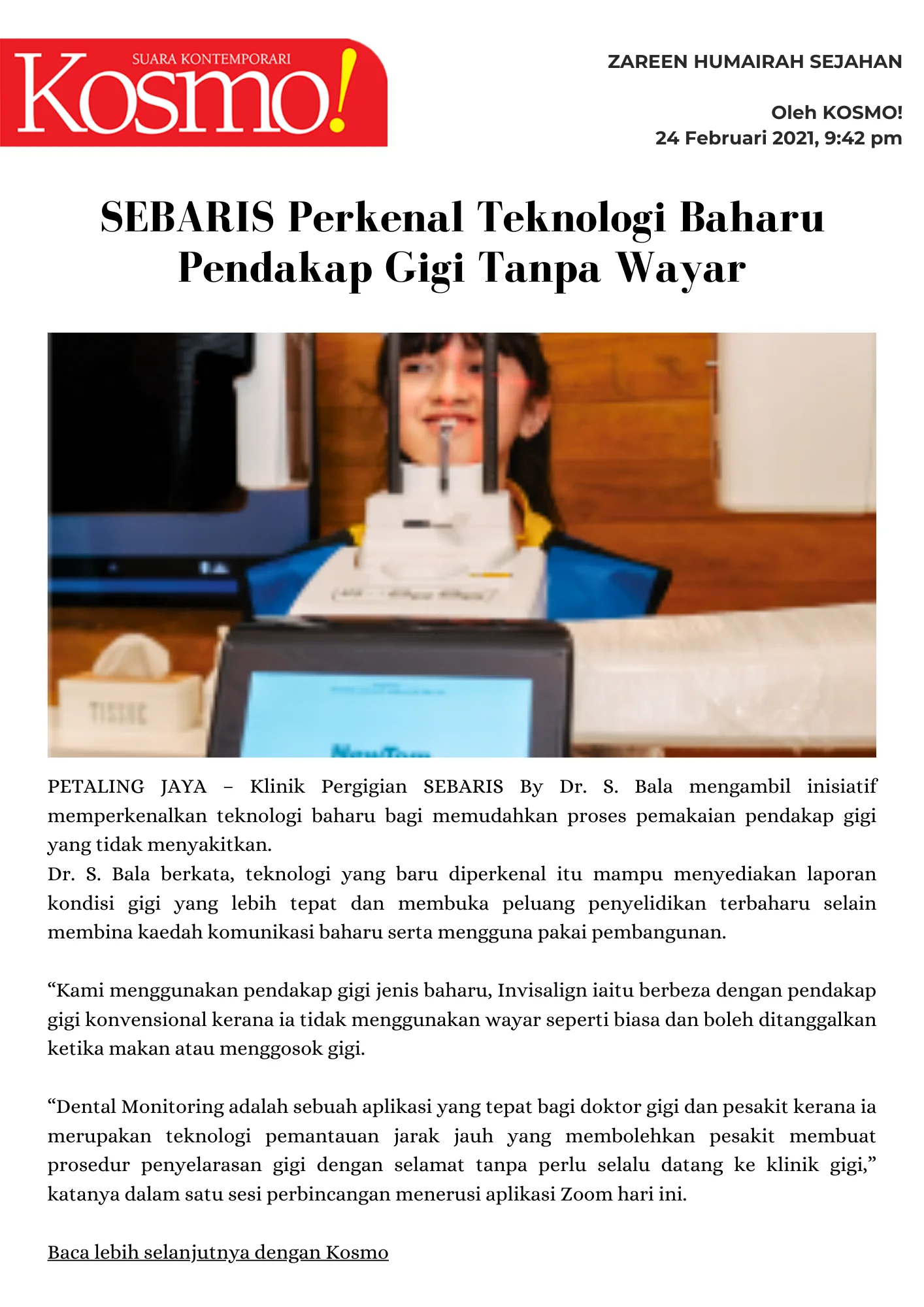Kosmo! feature article about SEBARIS